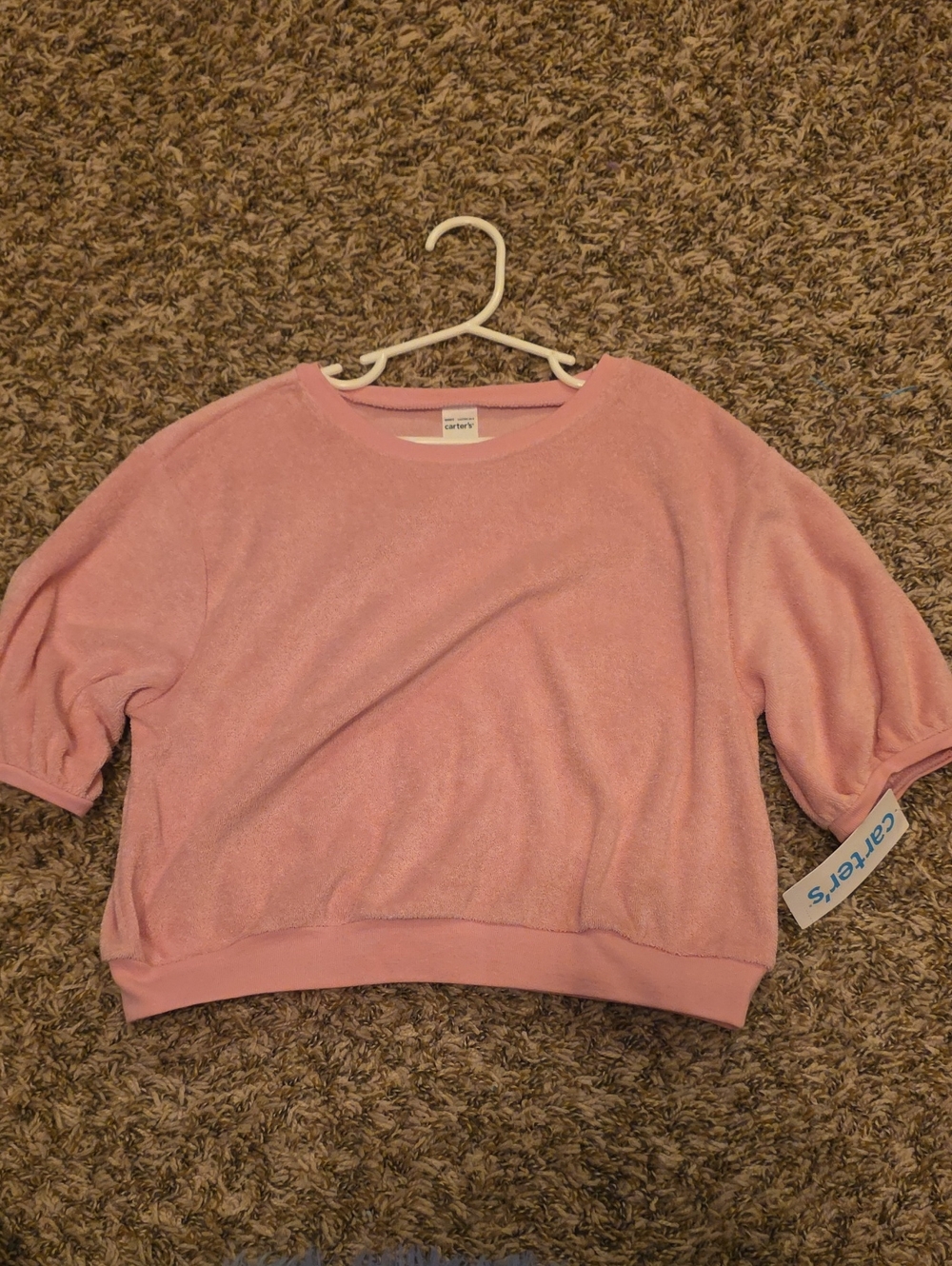 Carter's Light Pink Terry Short-Sleeve Pullover, Size 8, NWT